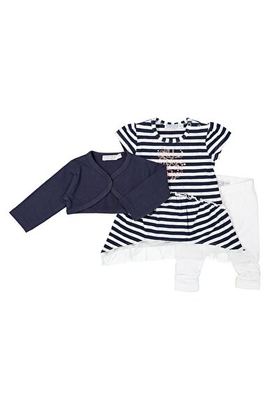 Dirkje 3-piece baby set: bolero, striped dress and tights