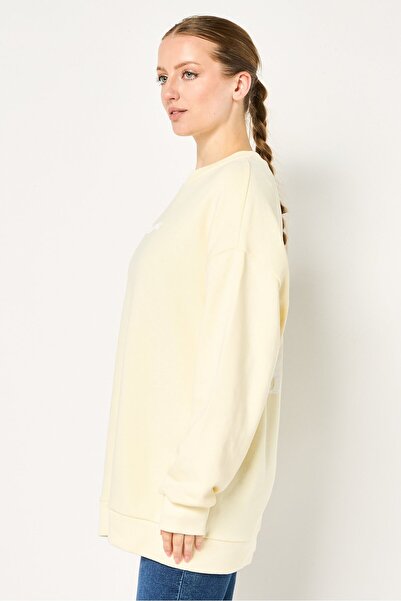 DeFacto Modest By Women Crew Neck Long Sleeve Graphic Print Sweatshirt, Yellow