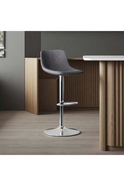 sharpdo 2 Bar Stools Leather Adjustable 360° Swivel High Bar Chair with Footrest