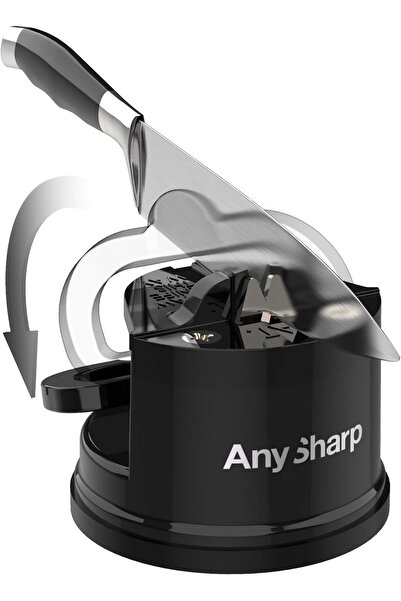 AnySharp Knife Sharpener with PowerGrip Suction, Handsfree, Black