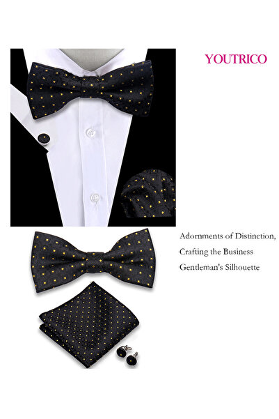 Youtrico طقم من 3 قطع من ربطات العنق والمنديل وأزرار الأكمام (صناعة يدوية) مناسب للحفلات والمناسبات والاحتفالات للرجال/النساء