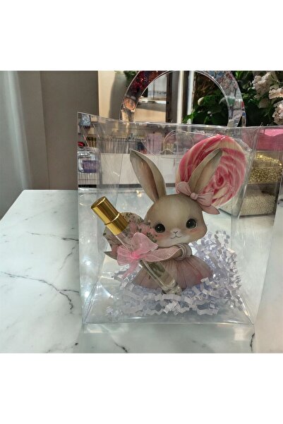 erz hediyelik 24 bebek hediyelik şeffaf çantada tavşan figürlü cam kolonya şi...