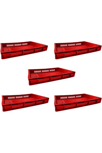 Ethic Solutions 5 قطع من صناديق بلاستيكية للطعام ذات تهوية 600×400×80 مم 19 لترًا أحمر