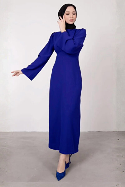Tesettür Diyarı Испанска скромна рокля без ръкави - саксофонно синьо