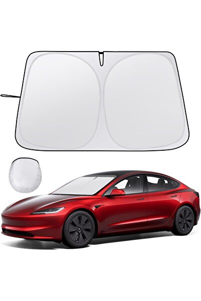 Generic Car Windshield Sunshade for Tesla Model 3/Y (2016-2025) - Folding Front Window Sun Shade with UV Pro