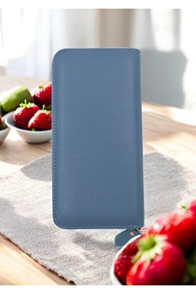 HASSION Women's genuine leather wallet B02 - light blue