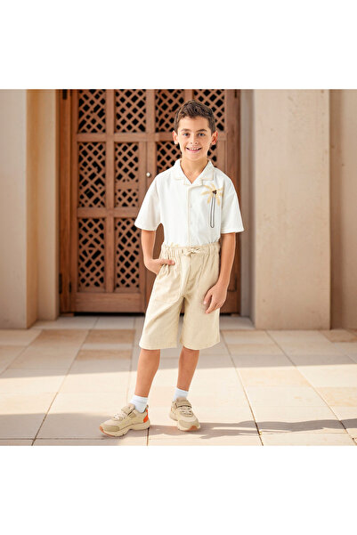 ELIGO Solid Woven Shorts with Pockets and Drawstring Closure