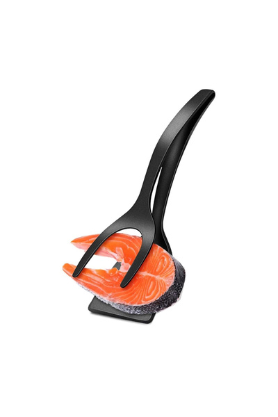 NEXTLY Ergonomic High-Heat Resistant Spatula-Tong 2-in-1 Kitchen Tool, Black