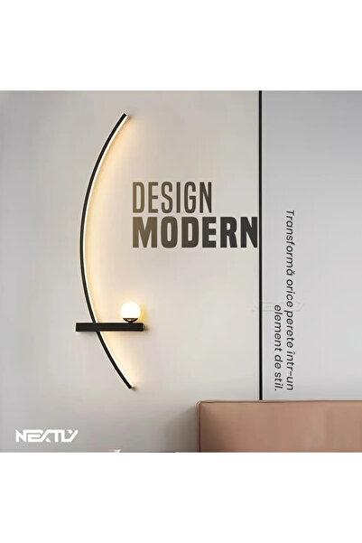NEXTLY Set de aplice de perete Crescent, lumină caldă 3000K, 55 cm, negru, utilizare în interior, aplice cu LED dublu