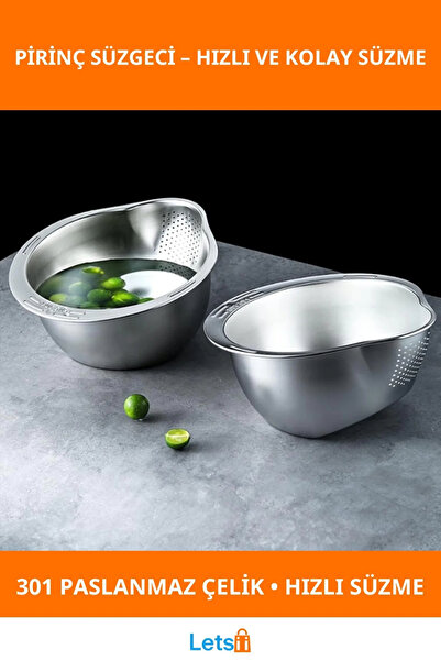 Letsii Dayanıklı Paslanmaz Çelik Pirinç Süzgeci