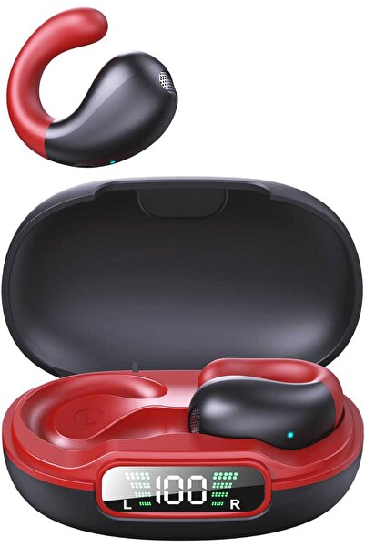 VALA Q92 wireless headphones with ear clips, Bluetooth 5.3, 36-hour battery, IPX7 (red/black)