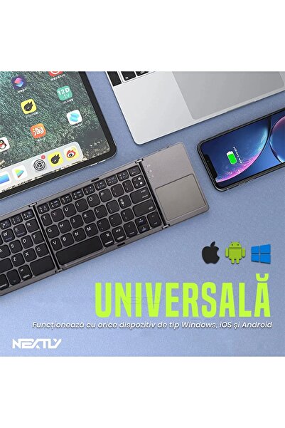 NEXTLY Foldable Bluetooth Keyboard Pro with Integrated Touchpad for Seamless Device Compatibility