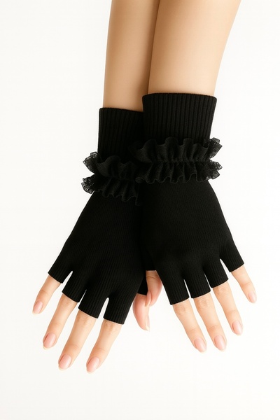 Hayalet Elegant Lace Fingerless Knit Gloves – Women's Gloves