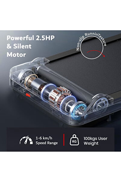 WAKYME Home Use Walking Pad Treadmill Compact, Ready to Use Shock Absorption LED Display Manual Incline