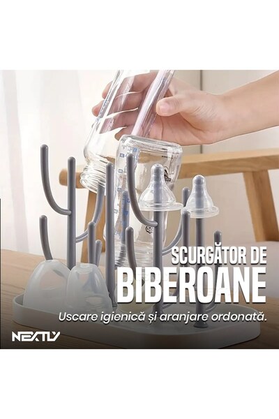 NEXTLY Suport versatil pentru uscare biberoane cu brațe detașabile - Design compact, igienic și durabil