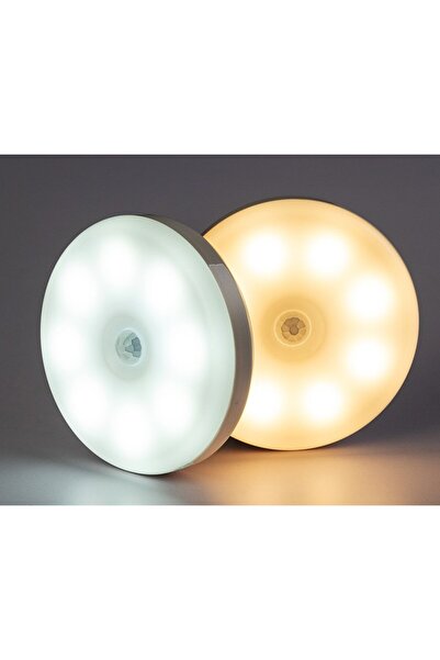 Flippy Lampă Veghe LED Flippy, Senzor Mișcare, Alb Cald și Rece, USB, 0.6W, Rotund, Alb, 8.5x2.3 cm