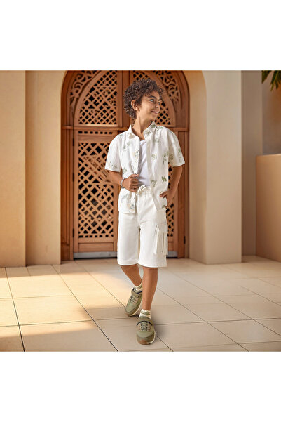 Juniors Solid Cargo Shorts with Drawstring Closure