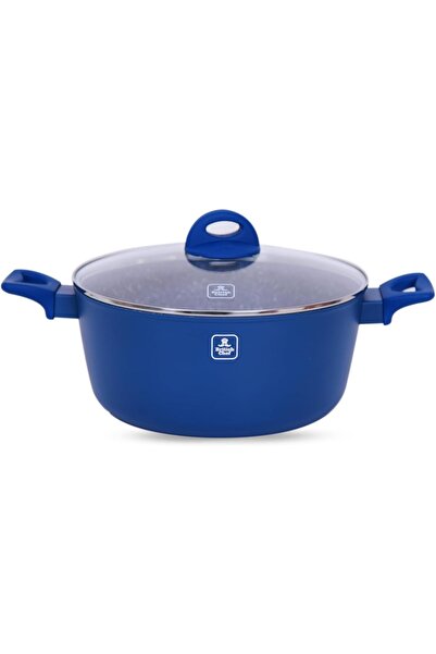 British Chef BC110 Granite-Coated Cookware Set (28cm Casserole, 26cm Pan, Nylon Utensils) - Blue