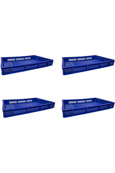 Ethic Solutions 4pcs Plastic Catering Ventilated Crate Box 600×400×80mm 19L Blue