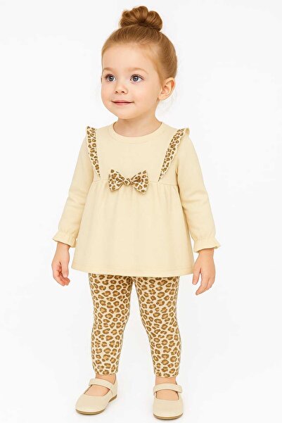 gigigiyim Bow Detailed Leopard Patterned Girl's Suit