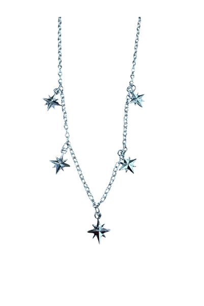 Yuchicly قلادة نسائية فضية اللون مكونة من 5 نجوم