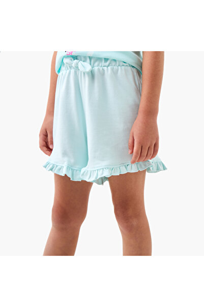 Juniors Solid Shorts with Elasticated Waistband and Frill Detail