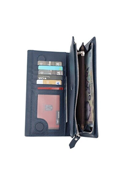 HASSION Women's Leather Wallet B01 - Blue Nights