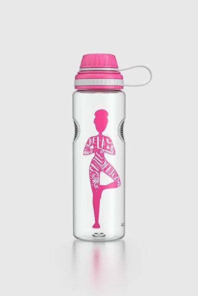 Renga Ege Yoga Patterned 750 ml Tritan Water Bottle 912067 Fuchsia
