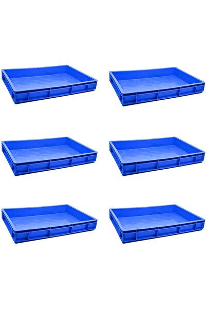Ethic Solutions 6pcs Plastic Catering Crate Box 600×400×80mm 19L Heavy Duty Blue