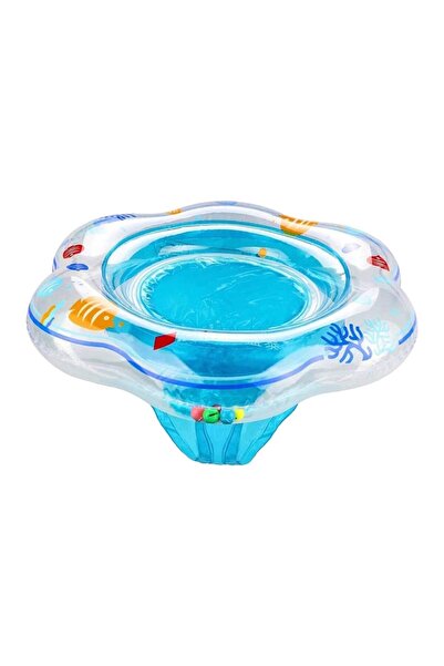 NEXTLY Colac de înot gonflabil pentru bebeluși cu scaun de siguranță, camere duble de aer, albastru, vârste 6-36 de luni