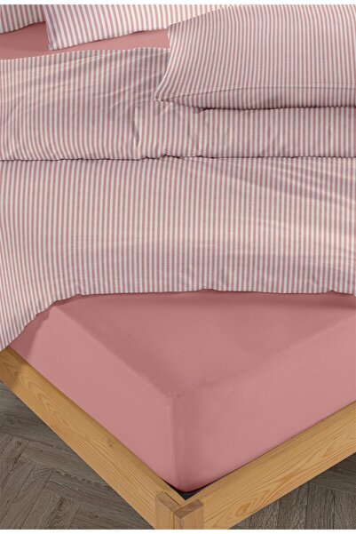 Monolisse Striped 100% Cotton Ranforce Yezra Red Yarn Dyed Duvet Cover Set Double Size - 200X220 cm