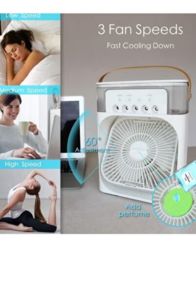 ET-LIFE Air Conditioner Fan Mini Evaporative Air Cooler 1/2/3 H Timer 3 Wind Speeds and 3 Spray Modes