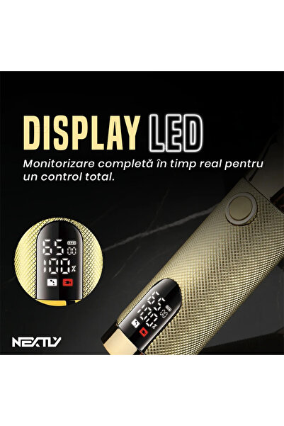 NEXTLY Professional Cordless Hair Clipper with Digital Display, Gold Finish
