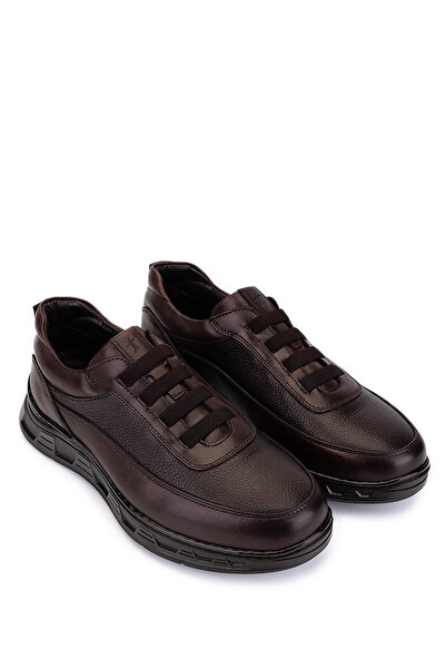 Tamer Tanca Men's Genuine Leather Brown Sneakers & Sports Shoes