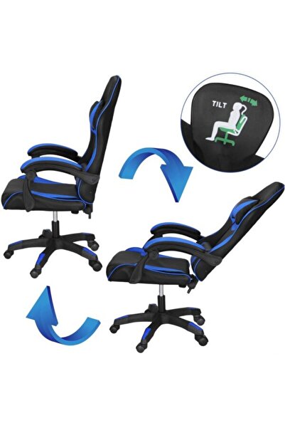 Optim Solution Scaun de birou pentru gaming, ergonomic, cu suport lombar și tetieră, 114-123x55x50 cm, negru și albastru