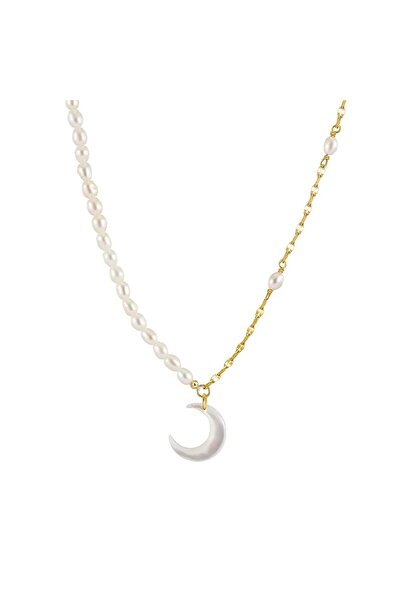 delis Lantisor argint 925, JW1722, model semiluna si perle, placat cu aur