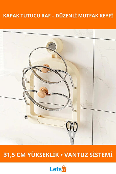 Letsii رف منظم عملي لأغطية أواني الطبخ في المطبخ