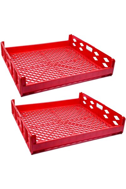 Ethic Solutions صندوق بلاستيكي محمص، قطعتان، 750×650×150 مم، 73 لترًا، أحمر شديد التحمل