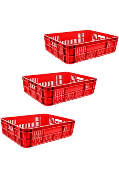 Ethic Solutions 3pcs Bakery Crate BC594517 Stackable Storage Box 590×450×170mm Red