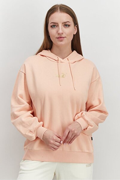 Puma Women Hooded Neck Winterized Sweatshirt, Peach Parfait