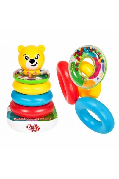Moni Toys Jucarie Interactiva pentru Bebelusi, Piramida cu Inele, 6 luni+, Mo...