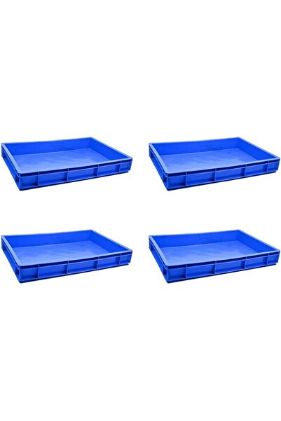 Ethic Solutions 4pcs Plastic Catering Crate Box 600×400×80mm 19L Heavy Duty Blue