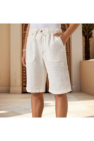 ELIGO Solid Woven Shorts with Pockets and Drawstring Closure