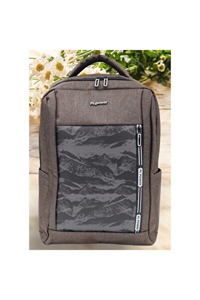 OEM Backpack with USB port 7009, durable textile, 42x30x14 cm, coffee