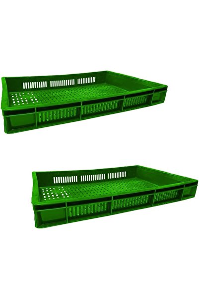 Ethic Solutions 2pcs Plastic Catering Ventilated Crate Box 600×400×80mm 19L Green