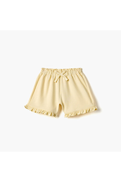 Juniors Butterfly Print Shorts with Ruffle and Drawstring Closure