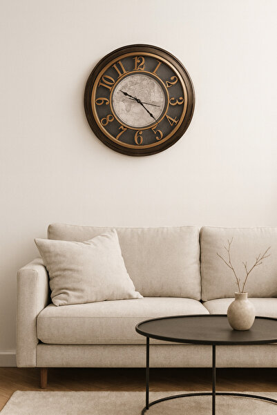 ŞIK VE MUTLU Duvar Saati Premium Harita Desenli