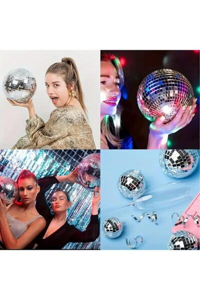 Nirnisa Disko Topu Yapma 4 Rulo Gümüş Aynalı Mozaik Taşlı Dekor Bant Kare Cam...
