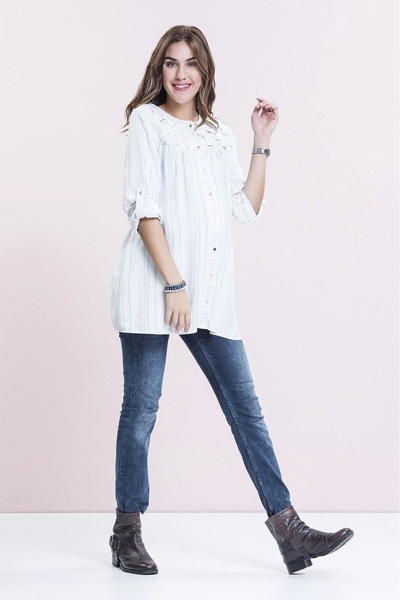 Desen Hamile Giyim بلوزة أمومة بأكمام طويلة من الكتان