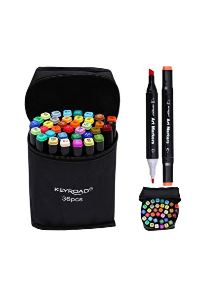 KEYROAD ArtMarkers MP74244 - Set de markere cu 36 culori cu 2 vârfuri (fină/d...